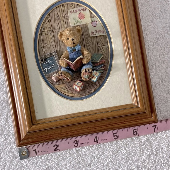 Vintage Cherison Hand Crafted Hand Painted Framed 3D Teddy Bear Wall Art - Picture 5 of 13